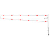 Swiveling gates | for casting in concrete, hot-dip galvanized and white coated with red reflecting stripes | total width: 3500 mm | with triangular lock